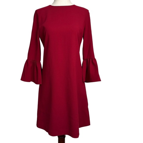 Alice + Olivia Coley Red Classy Cocktail Mini Dress Bell 3/4 Sleeve Size 4 - Picture 1 of 4